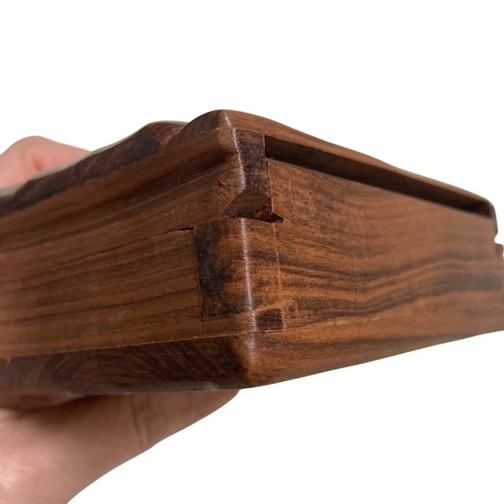 Vintage Elephant Carved Wood Jewelry Box Trinket Box Hinged Lid 4.5x3.5 - Picture 8 of 8